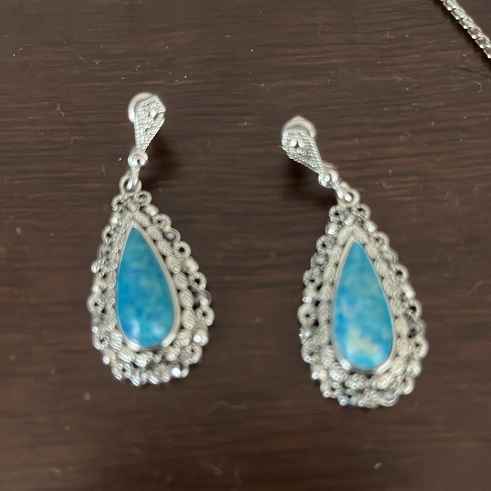 Turquoise Teardrop Silver Set - Picture 2 of 5